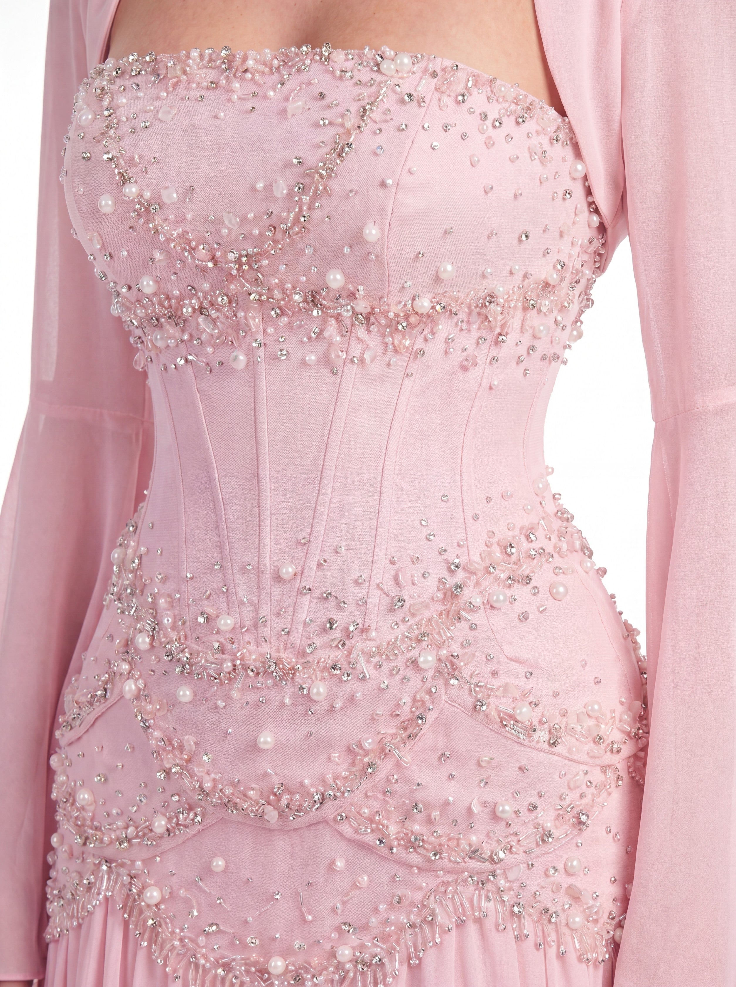 The Azura Gown Baby pink – hand-beaded evening gown by Orélth – view 8